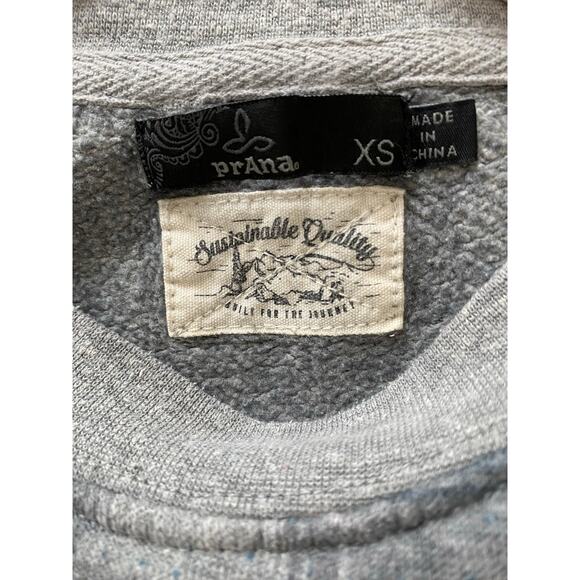 prAna Women's Size XS Gray Blue Brown Striped Hemp Blend Pullover Sweatshirt - Picture 3 of 6